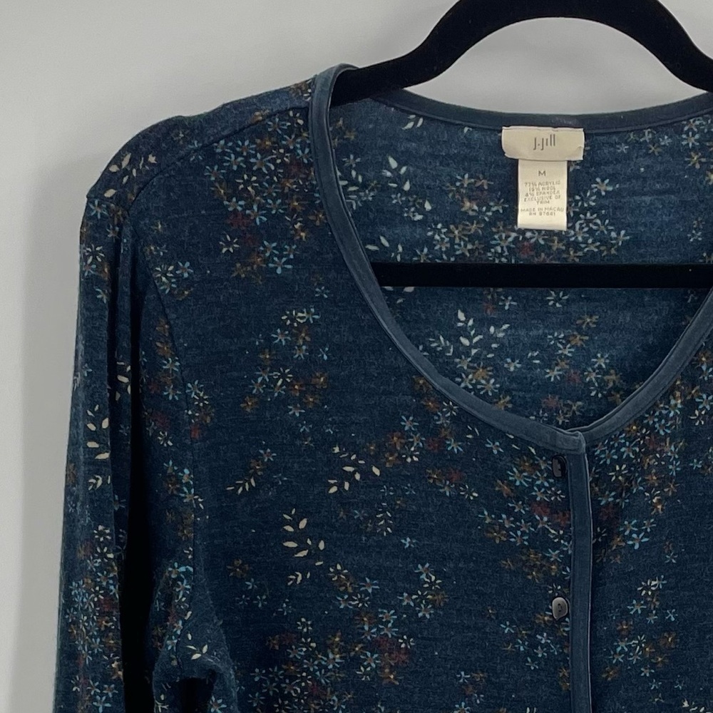 J Jill BLue Wool Blend Cardigan - Picture 2 of 8